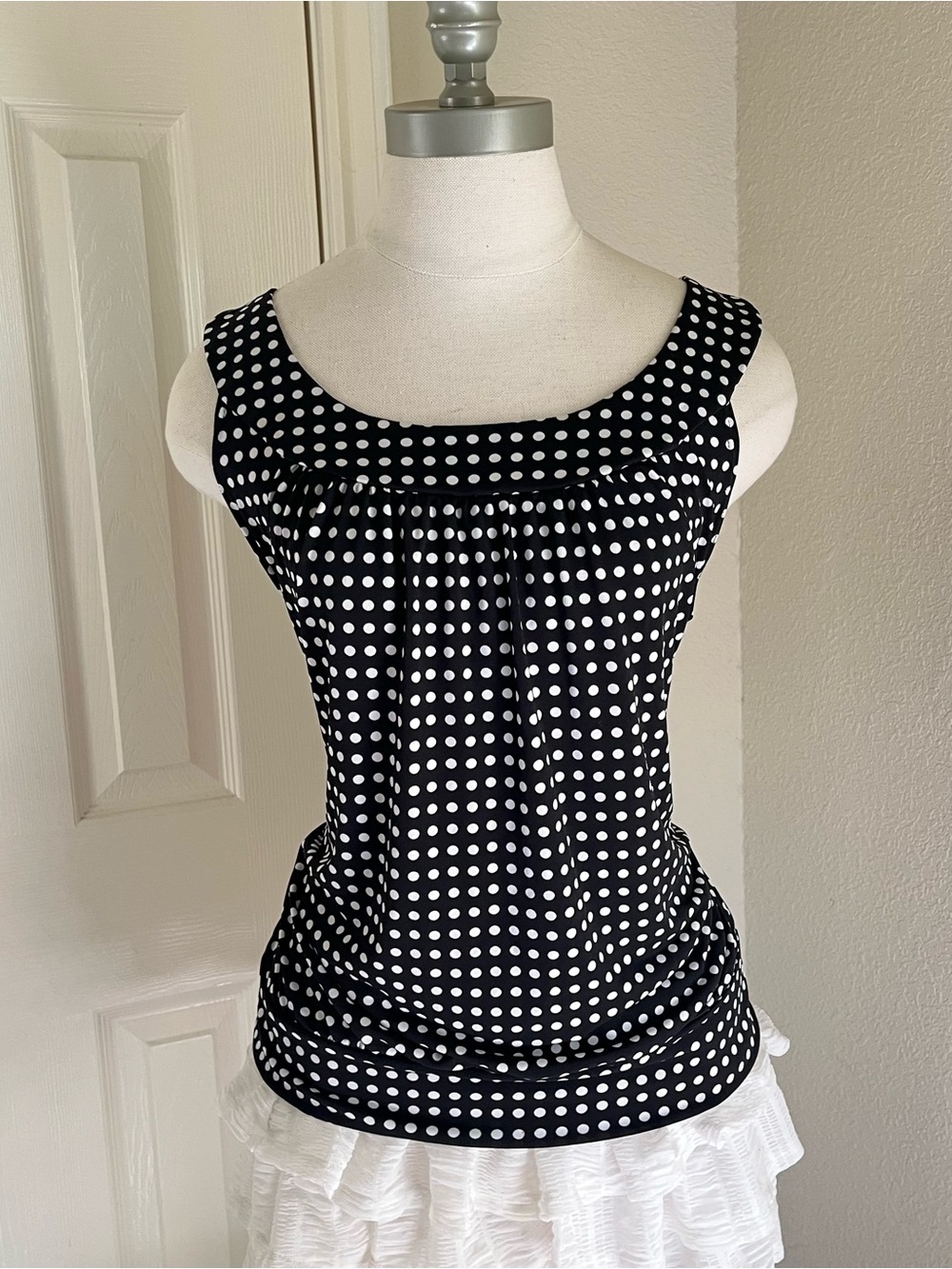 Bwear Black and White Polka Dot Scoop Neck Tank